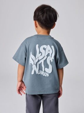 smALLSAINTS Slate Grey Orlando Logo Oversized Crew Neck T-Shirt 12 - 18 Months -